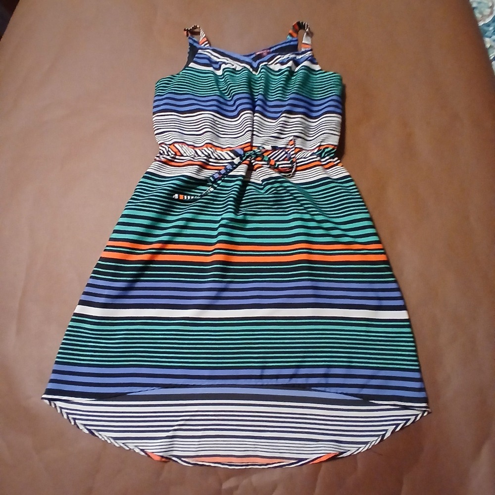 Merona Large High-Low Sleeveless Sundress Scoop Neck Adjustable Waist Striped
